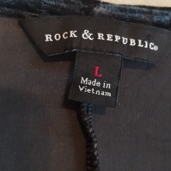 Rock & Republic NEW Dark Gray Crushed Velvet Beaded Detail Sleeveless Top L - Picture 2 of 13